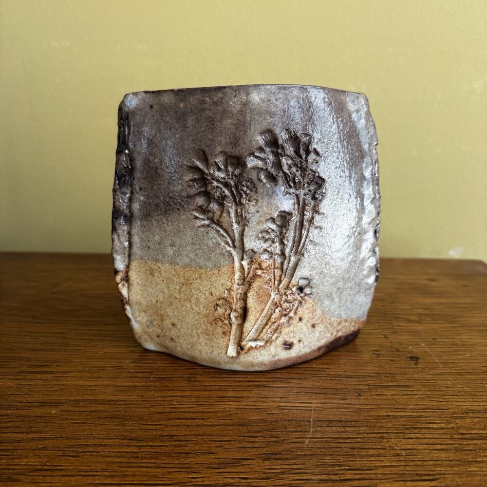 French Floral Vase Ceramic Stoneware Handcrafted France 80's Artist Antony Pitot